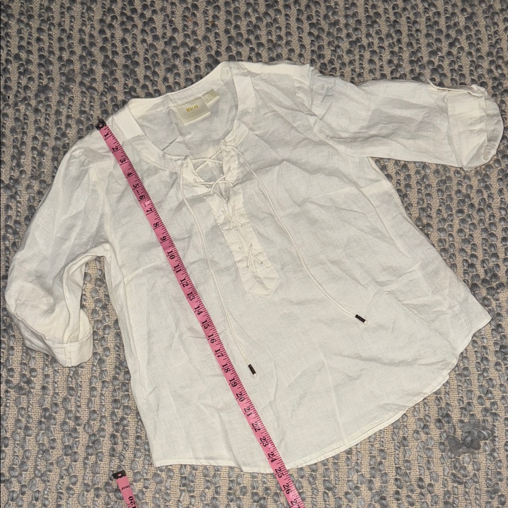 Maeve Anthropologie White Girls' Lace-Up Peasant Top